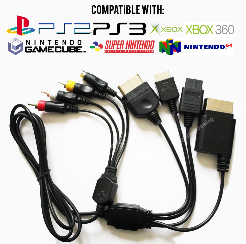 PS1/PS2/PS3/XBX/360/SNES/N64/GC: AV CABLE (RED/YELLOW/WHITE)- GENERIC (USED)